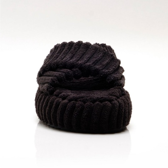 NWT Free People “Two Days In Ibiza” Black Terrycloth Slide Sandals - Picture 5 of 11